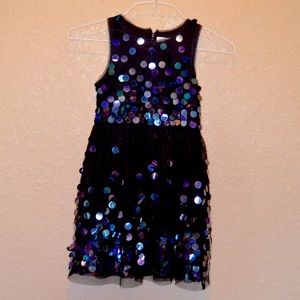 Sz M 7/8 Cat & Jack Black Opal Sequins Mesh Tulle Dress